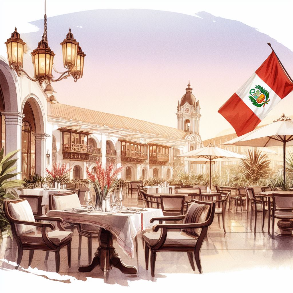 restaurante estilo peruano con bandera del peru