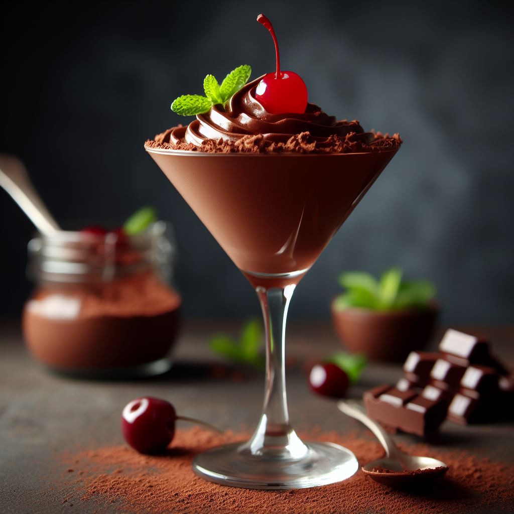 mousse de chocolate con cereza