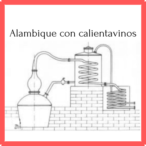 alambique con calienta vinos